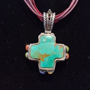 Turquoise Barse Cross Pendant